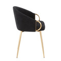 Claire accent chairs & seating in Gold Metal, Black Velvet, side view, featuring velvet design and metal design