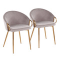 Claire Contemporary/Glam Chair in Gold Metal and Silver Velvet- Set of 2 — pair view