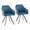 Clubhouse Contemporary Pleated Chair in Black Metal and Teal Faux Leather- Set of 2 — pair view