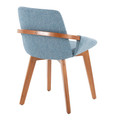 Cosmo accent chairs & seating in Walnut Bamboo, Blue Noise Fabric, back and side view, featuring armrests