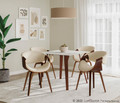 Curvo accent chair in Walnut Wood, Cream Fabric