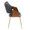 Curvo High Back Contemporary Chair in Gold Metal, Walnut Wood, and Black Faux Leather- Set of 2 — side view