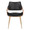 Curvo High Back Contemporary Chair in Gold Metal, Walnut Wood, and Black Faux Leather- Set of 2 — front view
