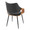 Curvo High Back Contemporary Chair in Black Metal, Walnut Wood, and Black Faux Leather- Set of 2 — rear three-quarter view