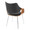Curvo High Back Contemporary Chair in Chrome Metal, Walnut Wood, and Black Faux Leather- Set of 2 — rear three-quarter view