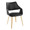 Curvo High Back Upholstered Contemporary Chair in Natural Wood and Black Faux Leather- Set of 2 — product view