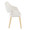 Curvo High Back Upholstered Contemporary Chair in Natural Wood and White Faux Leather- Set of 2 — side view