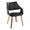 Curvo High Back Upholstered Contemporary Chair in Walnut Wood and Black Faux Leather- Set of 2 — product view