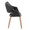 Curvo High Back Upholstered Contemporary Chair in Whitewashed Wood and Black Faux Leather- Set of 2 — side view