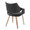 Curvo High Back Upholstered Contemporary Chair in Whitewashed Wood and Black Faux Leather- Set of 2 — rear three-quarter view