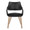 Curvo High Back Upholstered Contemporary Chair in Whitewashed Wood and Black Faux Leather- Set of 2 — front view