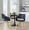 Curvo High Back Upholstered Contemporary Chair in Zebra Wood and Black Faux Leather- Set of 2 — lifestyle photo 1