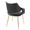 Curvo High Back Upholstered Contemporary Chair in Gold Metal and Black Faux Leather- Set of 2 — rear three-quarter view