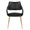 Curvo High Back Upholstered Contemporary Chair in Gold Metal and Black Faux Leather- Set of 2 — front view
