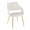 Curvo High Back Upholstered Contemporary Chair in Gold Metal and White Faux Leather- Set of 2 — product view