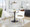 Curvo High Back Upholstered Contemporary Chair in Gold Metal and White Faux Leather- Set of 2 — lifestyle photo 1
