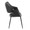 Curvo High Back Upholstered Contemporary Chair in Black Metal and Black Faux Leather- Set of 2 — side view