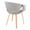 Curvo Contemporary Upholstered Chair in Natural Wood and Grey Fabric- Set of 2 — rear three-quarter view