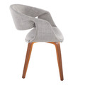 Curvo accent chairs & seating in Walnut Wood, Grey Fabric, side view, featuring wood frame