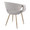 Curvo accent chairs & seating in Antique Copper Metal, Grey Fabric, back and side view, featuring metal design and fabric design