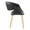 Curvo Contemporary Upholstered Chair in Natural Wood and Black Faux Leather- Set of 2 — side view