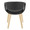 Curvo Contemporary Upholstered Chair in Natural Wood and Black Faux Leather- Set of 2 — back view