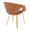 Curvo Contemporary Upholstered Chair in Natural Wood and Camel Faux Leather- Set of 2 — rear three-quarter view