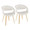 Curvo Contemporary Upholstered Chair in Natural Wood and White Faux Leather- Set of 2 — pair view