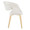 Curvo Contemporary Upholstered Chair in Natural Wood and White Faux Leather- Set of 2 — side view