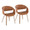 Curvo Contemporary Upholstered Chair in Whitewashed Wood and Camel Faux Leather- Set of 2 — pair view