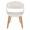 Curvo Contemporary Upholstered Chair in Zebra Wood and White Faux Leather- Set of 2 — front view