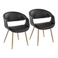 Curvo Contemporary Upholstered Chair in Antique Copper Metal and Black Faux Leather- Set of 2 — pair view