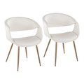 Curvo Contemporary Upholstered Chair in Antique Copper Metal and White Faux Leather- Set of 2 — pair view