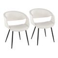 Curvo Contemporary Upholstered Chair in Black Metal and White Faux Leather- Set of 2 — pair view