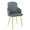 Dahlia dining chair in Gold Metal, Grey PU, Chrome, product view, featuring faux leather design and leather design
