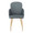 Dahlia dining chair in Gold Metal, Grey PU, Chrome, front view, featuring faux leather design and leather design