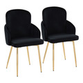 Dahlia Contemporary Dining Chair in Gold Metal and Black Velvet with Gold Accent- Set of 2 — pair view