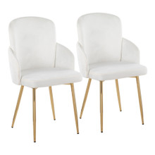Dahlia Contemporary Dining Chair in Gold Metal and Cream Velvet with Gold Accent- Set of 2 — pair view