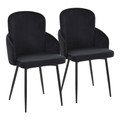 Dahlia Contemporary Dining Chair in Black Metal and Black Velvet with Gold Accent- Set of 2 — pair view