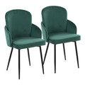 Dahlia Contemporary Dining Chair in Black Metal and Green Velvet with Gold Accent- Set of 2 — pair view