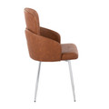 Dahlia dining chair in Camel PU, Chrome, side view, featuring faux leather design and leather design