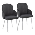 Dahlia Contemporary Dining Chair in Chrome Metal and Grey Fabric with Chrome Accent- Set of 2 — pair view