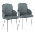 Dahlia Contemporary Dining Chair in Chrome Metal and Grey Fabric with Chrome Accent- Set of 2 — pair view
