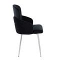 Dahlia dining chair in Black Velvet, Gold Metal, Chrome, side view, featuring faux leather design and leather design
