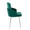 Dahlia Contemporary Dining Chair in Chrome Metal and Green Velvet with Gold Accent- Set of 2 — side view