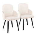 Dahlia Contemporary Dining Chair in Black Wood and Cream Fabric with Chrome Accent- Set of 2 — pair view