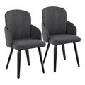 Dahlia Contemporary Dining Chair in Black Wood and Grey Fabric with Chrome Accent- Set of 2 — pair view