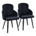 Dahlia Contemporary Dining Chair in Black Wood and Black Velvet with Gold Accent- Set of 2 — pair view