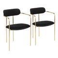 Demi Contemporary Chair in Gold Metal and Black Velvet- Set of 2 — pair view
