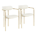 Demi Contemporary Chair in Gold Metal and Cream Velvet- Set of 2 — pair view
